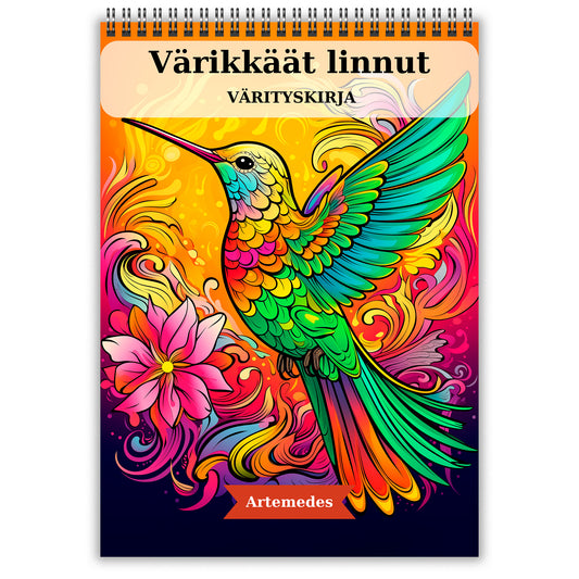 aikuisten värityskirja, värikkäät linnut